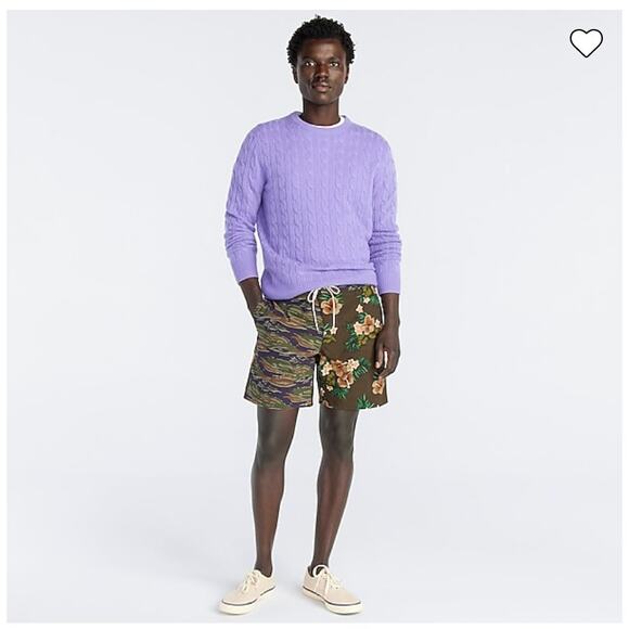 NWT J. Crew Men's Green Camo/Floral Print 7" Breaker Stretch Board Shorts -SZ 32 - Picture 5 of 10